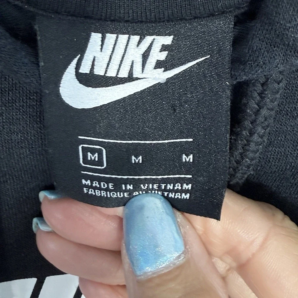 NIKE Heritage Cropped Hoodie Womens Medium M Black Pullover Rainbow‎ Athleisure